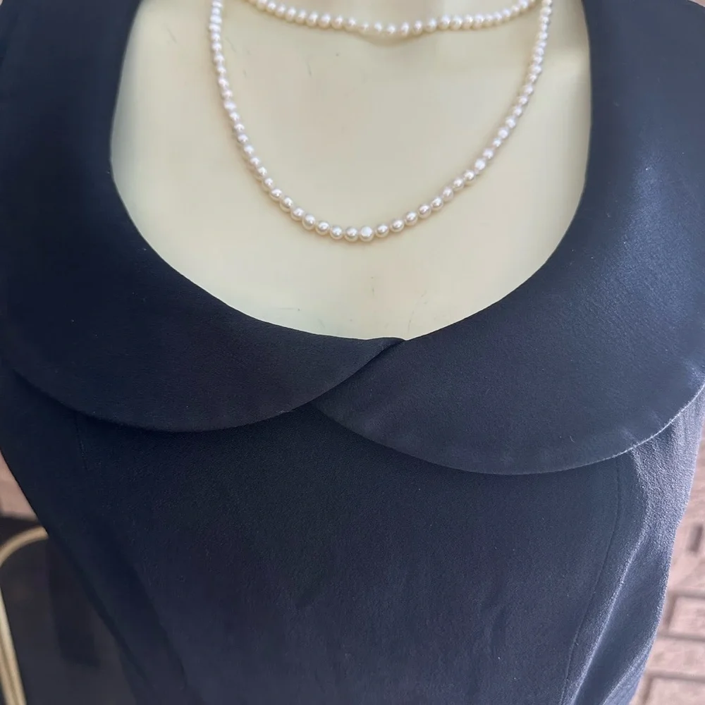 CHANEL Vintage Black Sleeveless Peter Pan Collar Mini Dress with Gold Buttons - Picture 5 of 13